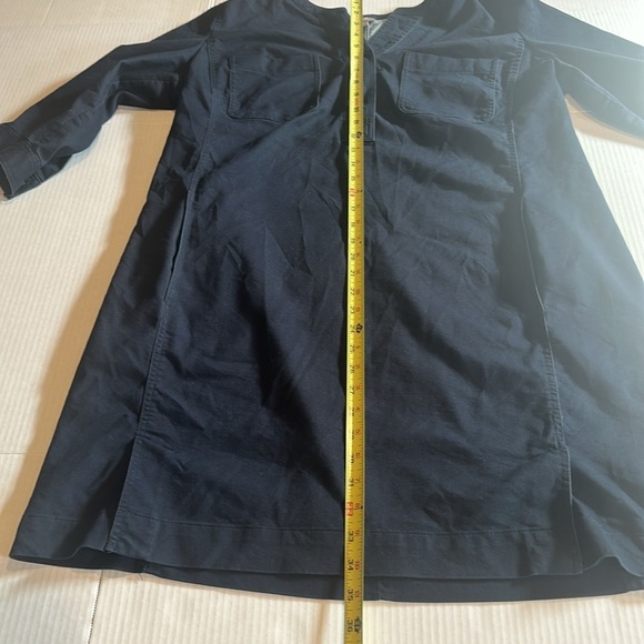 J Jill stretch dark blue quarter stretch Sleeve Dress snap buttons pockets - Picture 6 of 13